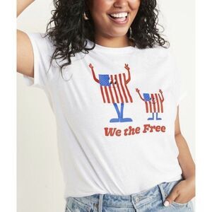 New T-Shirt Women "We The Free" XXL Old Navy New USA Flag White 4th of J…
